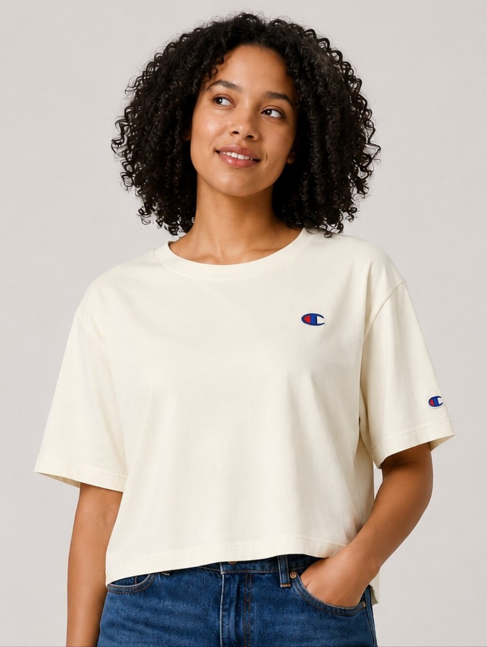 Champion Cream Short Sleeve Crop Top - NWT